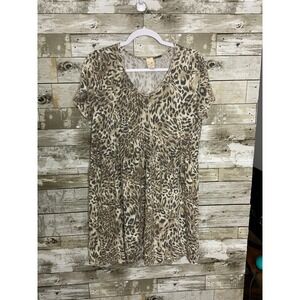 7th Ray Womens Animal Print Short Sleeve Short Dress Size X-Large